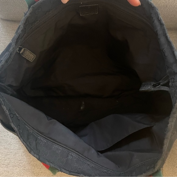 Gucci Black GG Canvas Web Large Tote - Picture 5 of 7